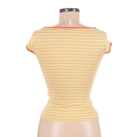 Abercrombie Vintage Striped Yellow Short Sleeve Top - Picture 2 of 5